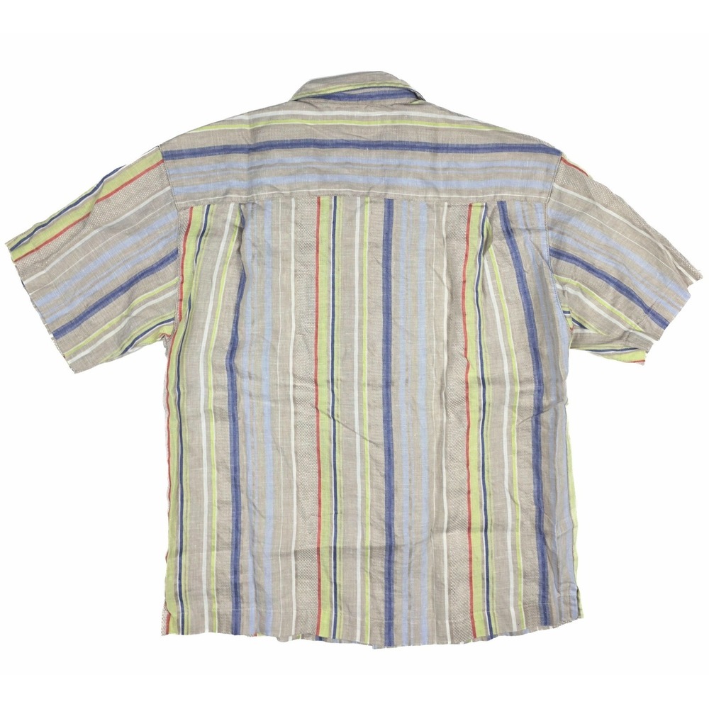 Tommy Bahama Blue/Yellow Striped Button Up Short-Sleeve Linen Shirt Men's Size S - Picture 2 of 4